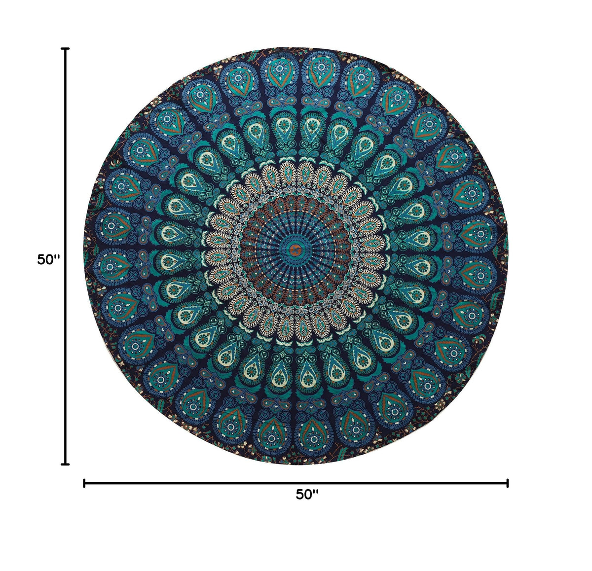 Round Tapestry Wall Hanging Ombre Hippie Mandala Bohemian Hippy Intricate Indian Tapestries Tablecloth 50 Inches (Neavy Blue / 50"L x 50"W)