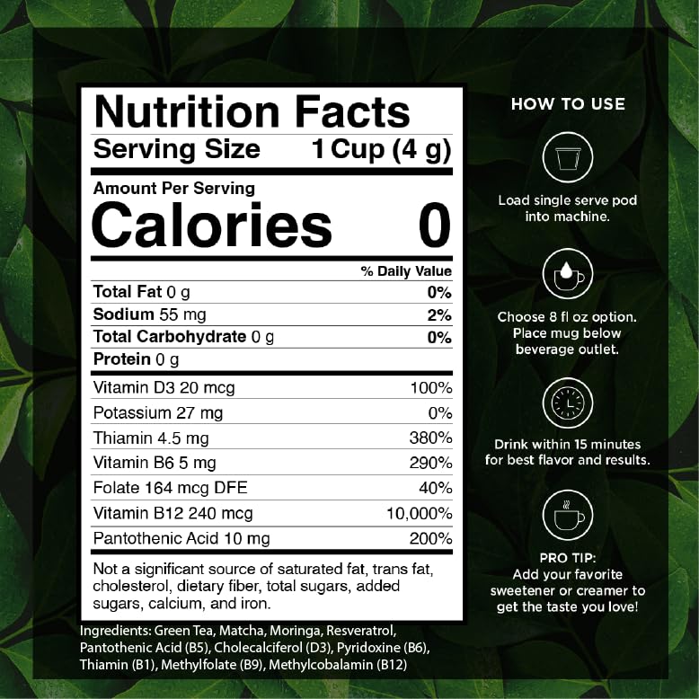 Green Tea Pods with Matcha Moringa (32 Count (Pack of 1))