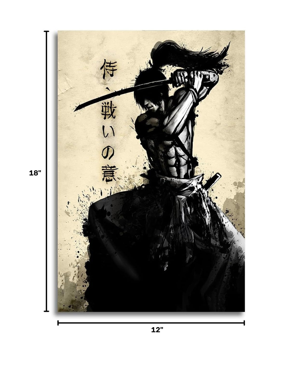 Retro Japanese Warrior Bushido Armored Samurai Poster Art Canvas Painting Wall Print Picture Room Home Decor Unframed 12 x18 inches (18"L x 12"W / Unframe-7)