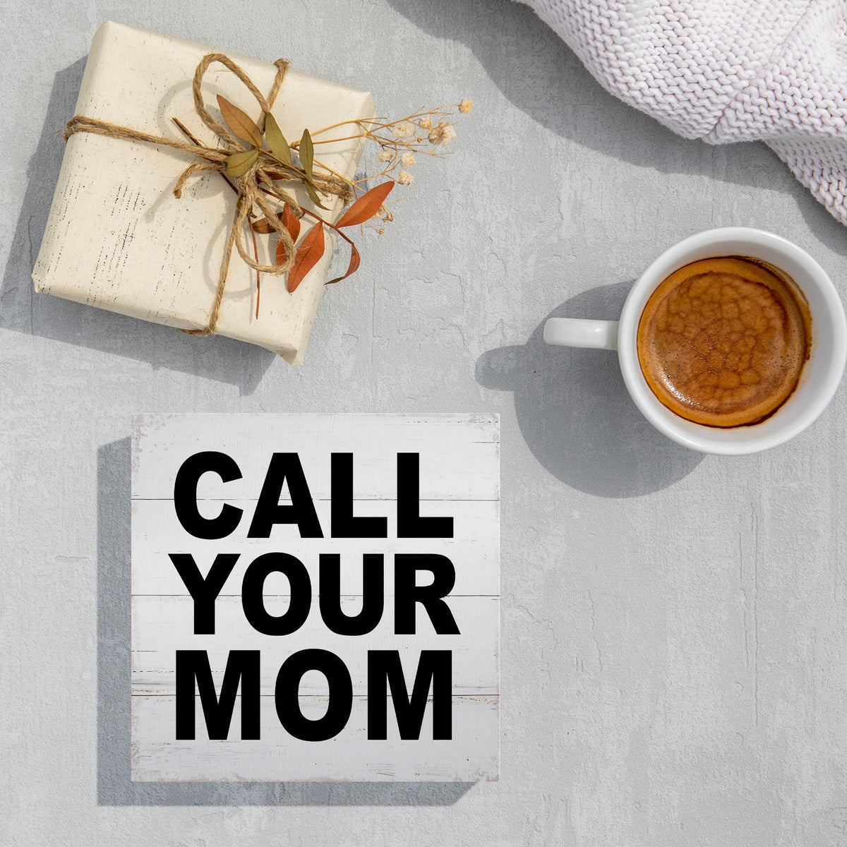 Call Your Mom Wood Box Sign (Ivory)