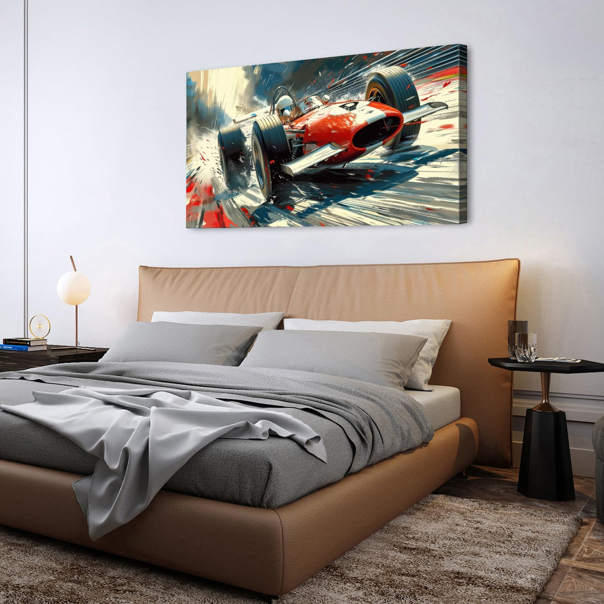 Vintage Formula Race Car Wall Art Abstract Racing Car Canvas Painting Retro Speed Posters for Boys Bedroom Man Cave Garage Office Living Room Home Decoration Open Wheel Motorsport Artwork 30x60" (60"L x 30"W / Vintage F1)