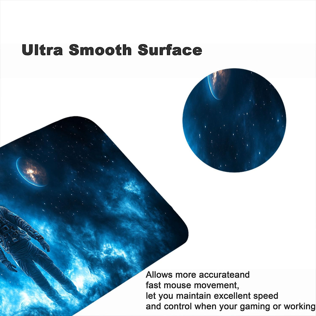 Space Astronaut Gaming Mouse Pad Desk Pad Planet Galaxy Mysterious Mousepad XL Large Gaming Mouse Pad Laptop Keyboard Mat Desk Pad Office Home Decor for Women Girl 31.5"x11.8" (Extended XX-Large / Space Astronaut)