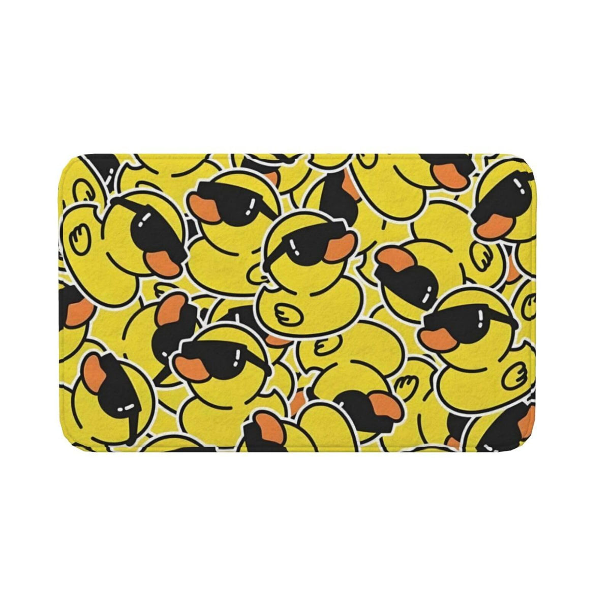 Cartoon Rubber Duck with Sunglasses Bath Mat Non (1'8" x 2'8" (Rectangular) / Yellow Duck Wearing Sunglasses)