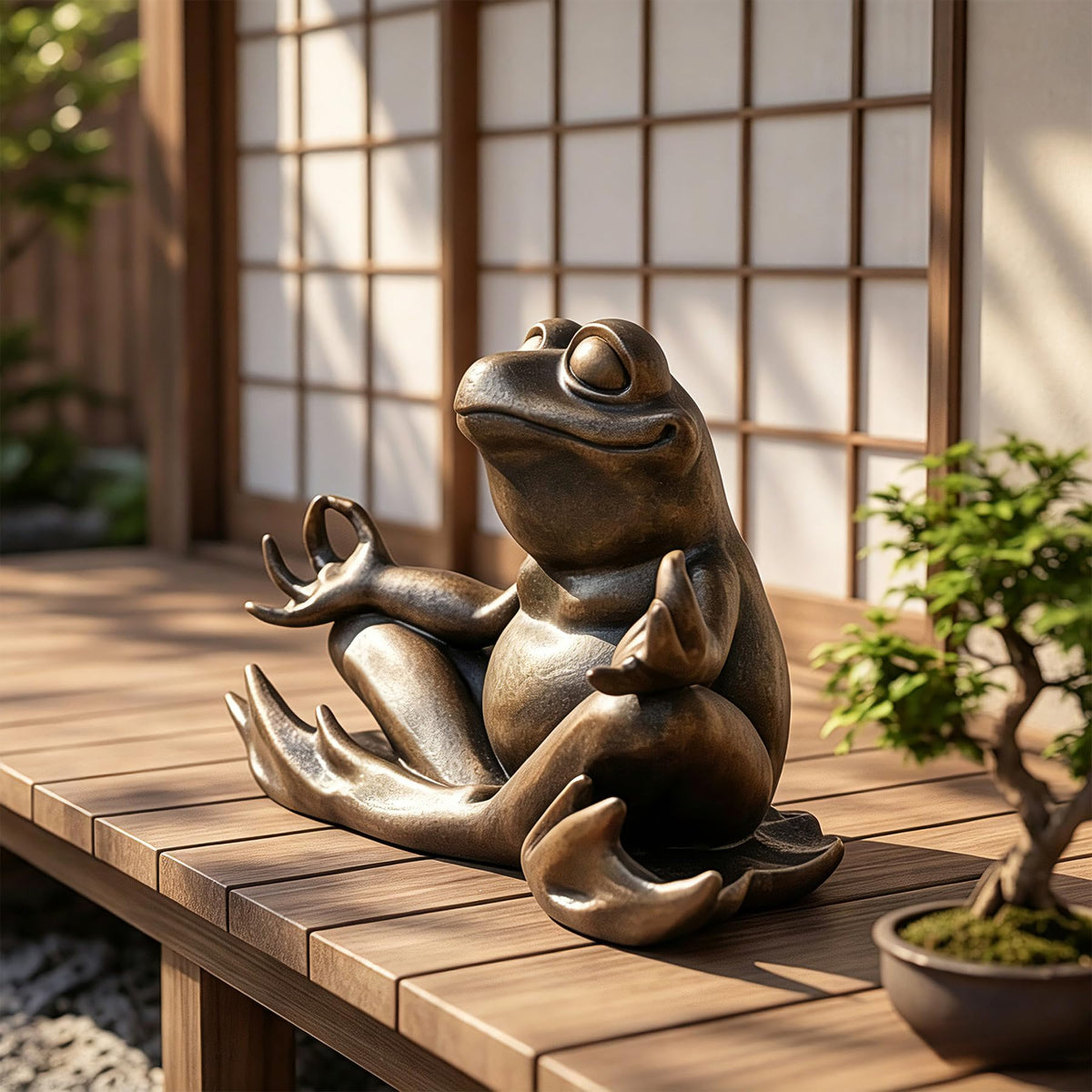 Garden Frog Statue Decor (Brown)