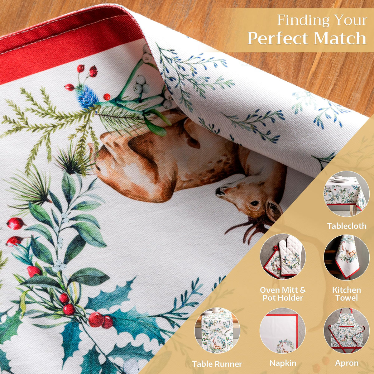 Placemats Set of 4 Reusable 100% Cotton (004 - Holly Time / 13" X 19" (Pack of 4))