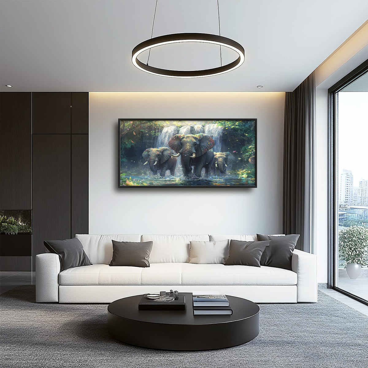Large Elephant Wall Art for Living Room (elephant / 60"L x 30"W)