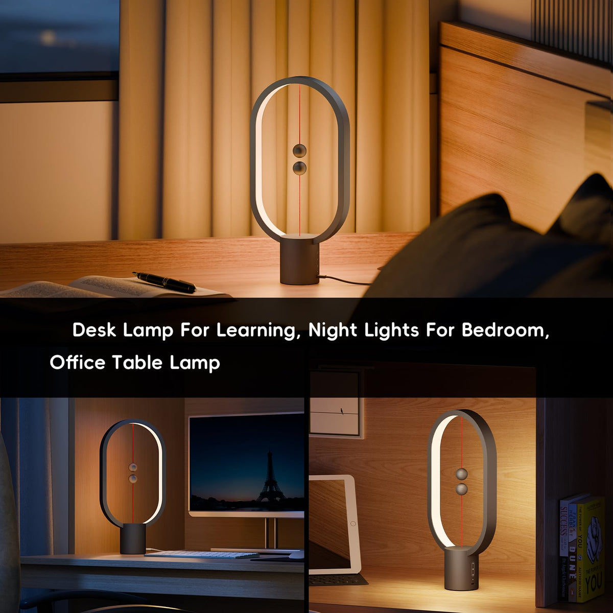 Table Lamp for Bedroom (Black-15.7")