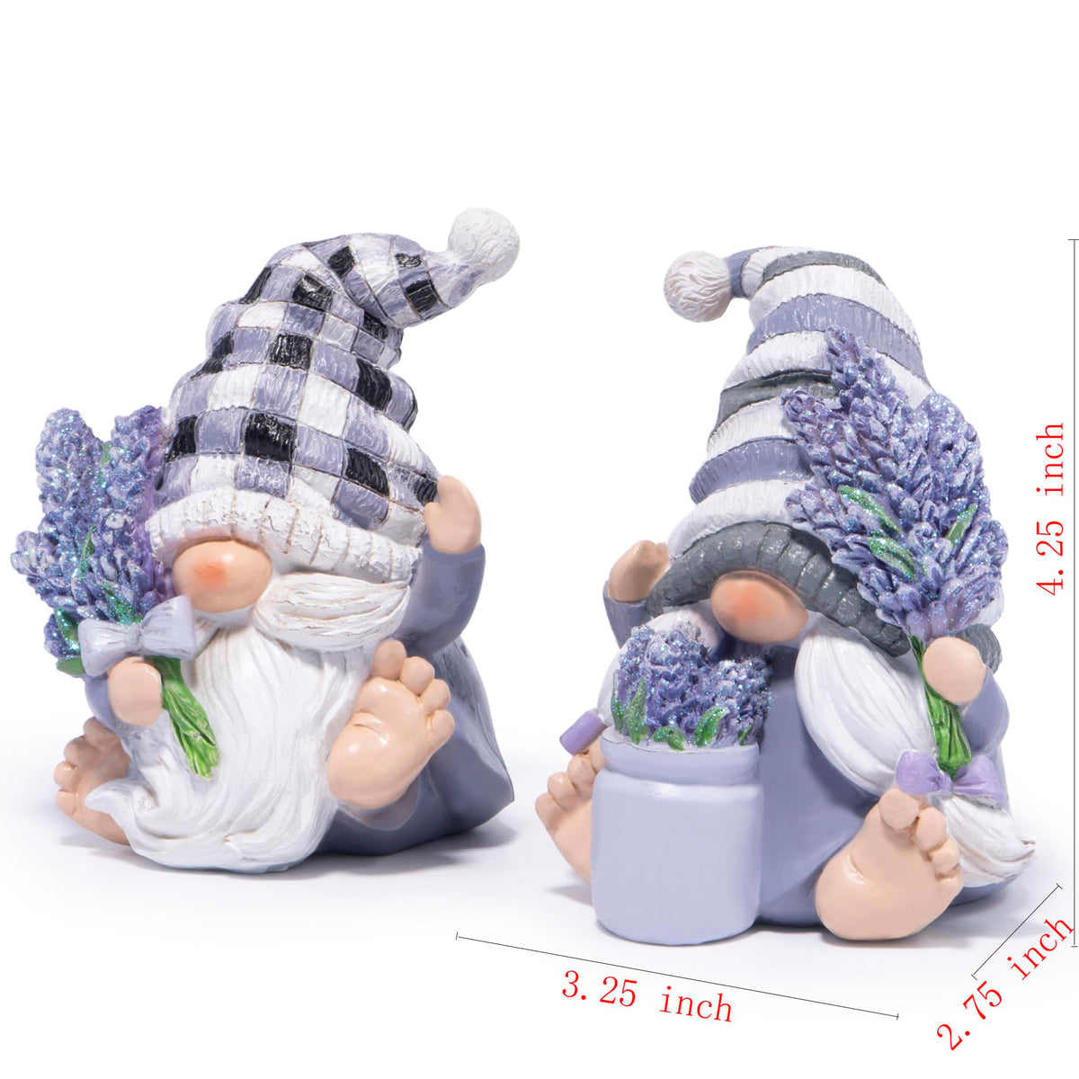 Spring Lavender Gnomes Set Purple Figurines Decor (Lavender)