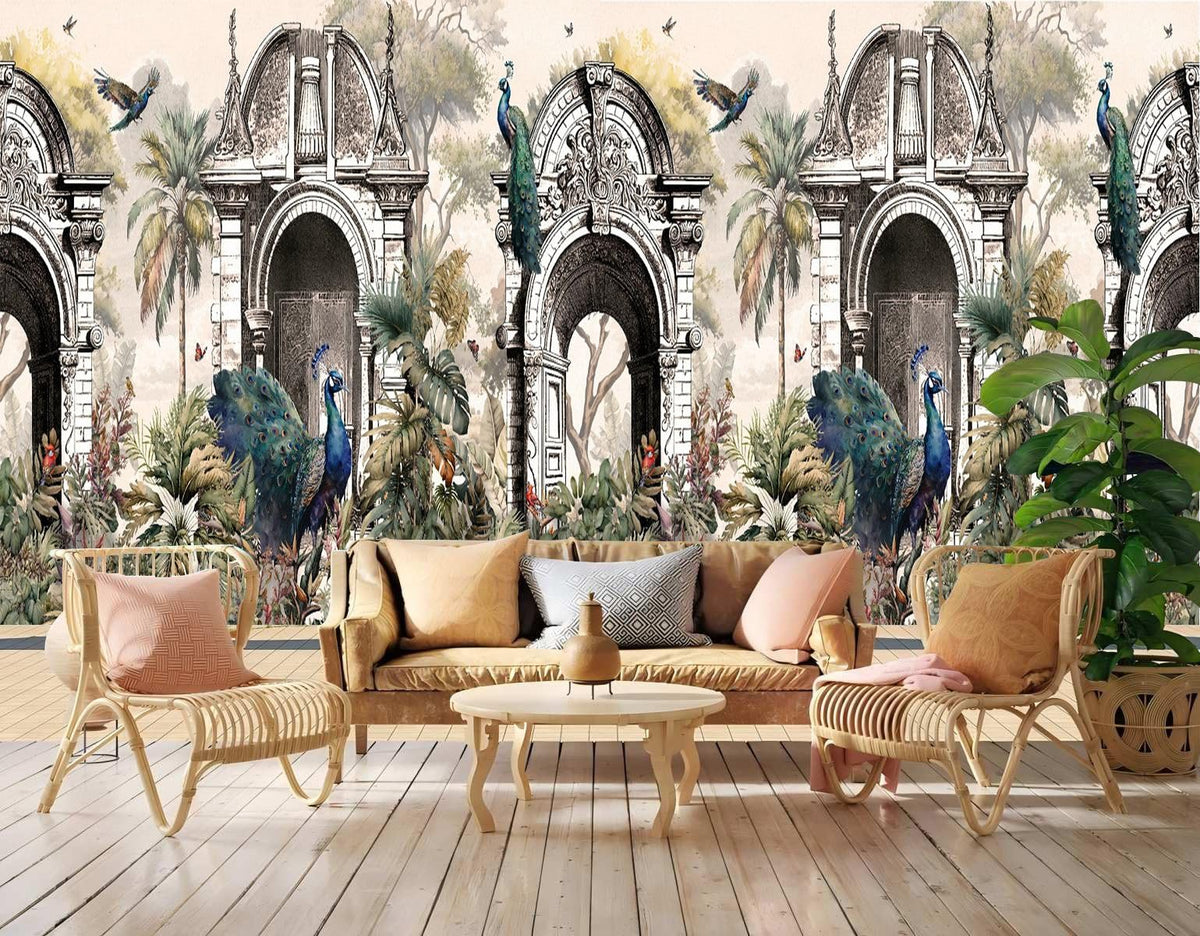 Peel and Stick Wall Mural Wallpaper Peacock 114"×82" Decor G24 (G24 / 114" x 82")