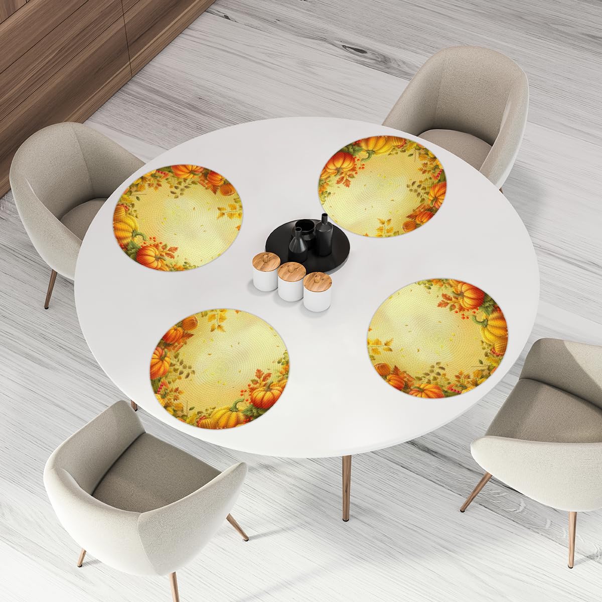 Autumn Pumpkin Placemats Round Placemats Set of 6 Festival Party (A 017 / 6 pieces)