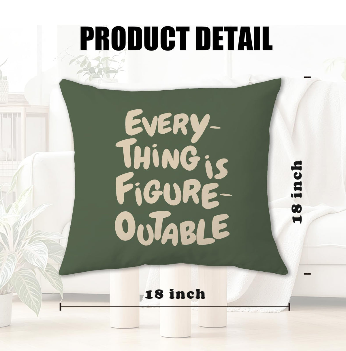 Sage Green Inspirational Throw Pillow Cover 18x18 (Qt-bz-mental Health-sage)