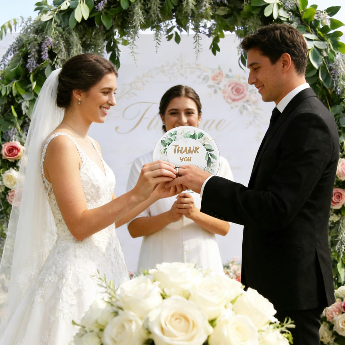 24 Pcs Wedding Party Flying Disc Hand Fans Foldable 8 Styles (Wedding Party)