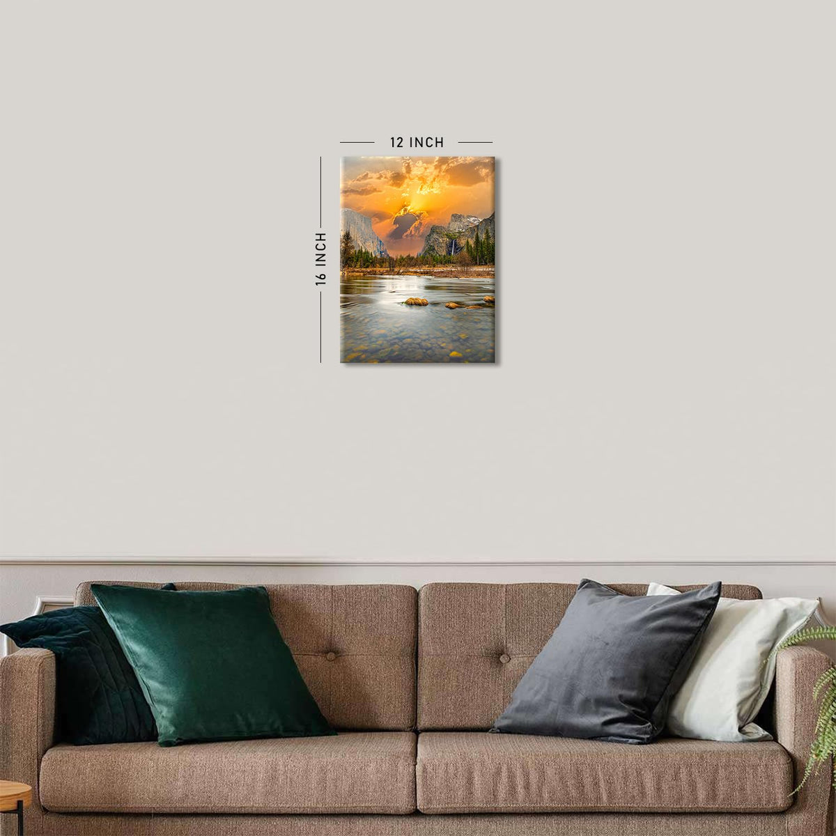 Mountain Wall Art for Living Room Yosemite National Park Poster Sunset Yosemite Valley Wall Decor Nature Mountain Forest Lake Landscape Painting Artwork for Bedroom Office Home Decoration 12x16" (16"L x 12"W / Yosemite)