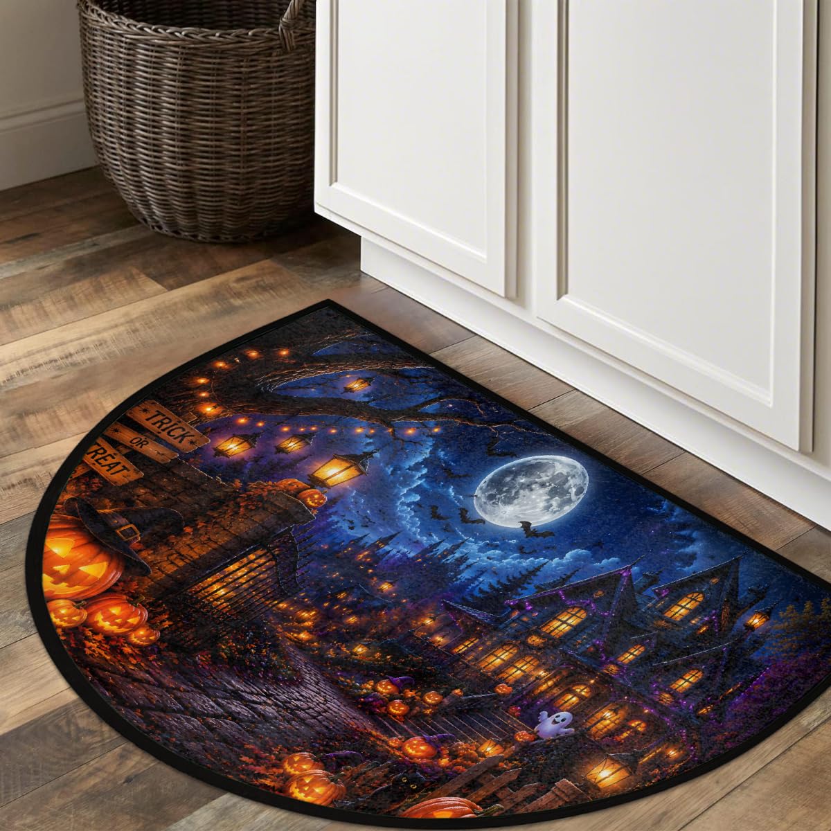 Halloween Half Round Rug Half Moon Door Mat Half Circle Rugs (Z:f-color 3)