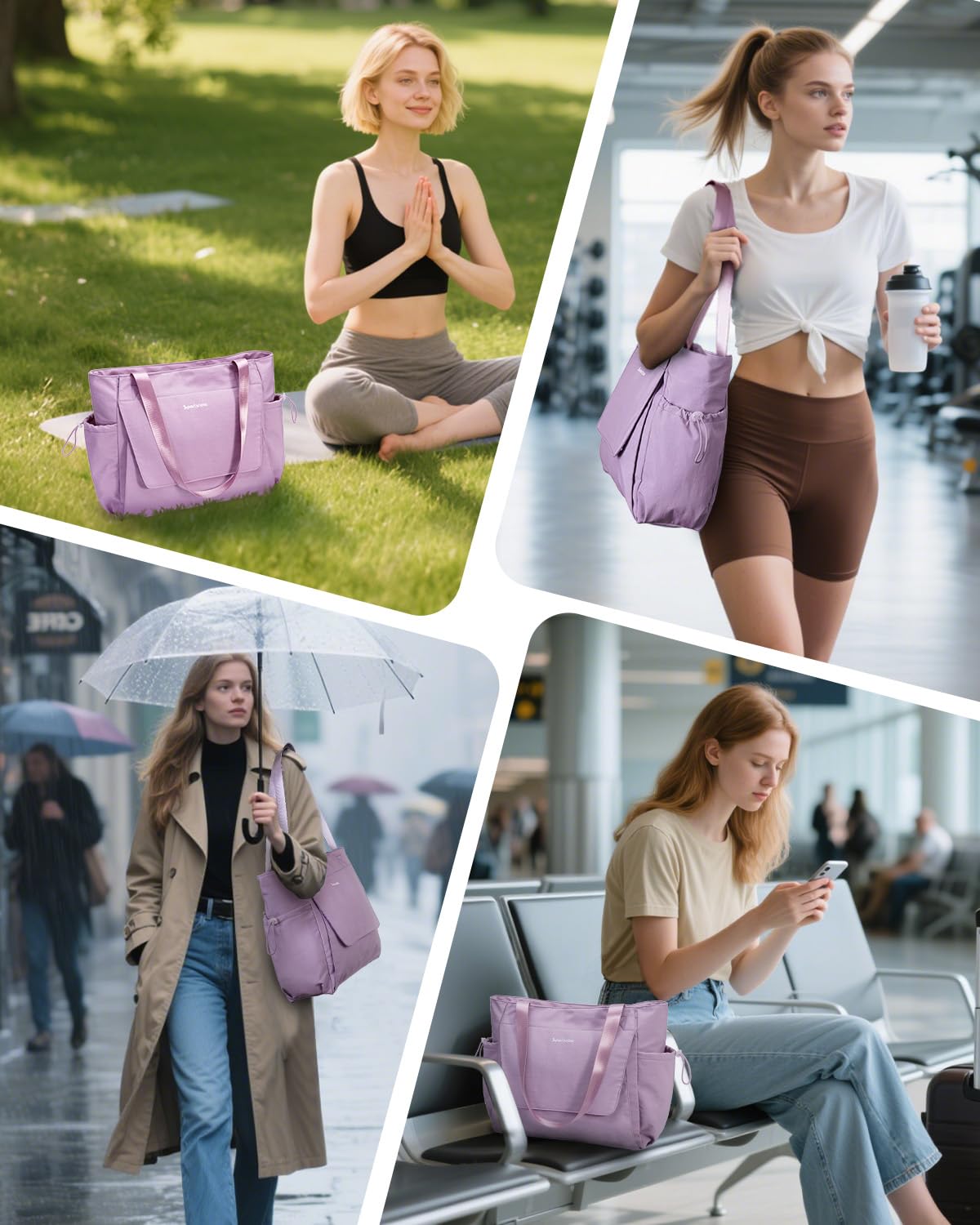 Yoga Mat Bag Waterproof Tote Gym Bag Mat Carrier W (Lavender)
