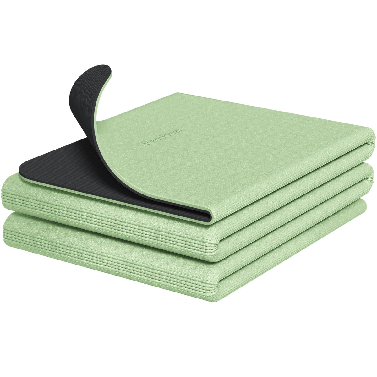 Foldable Yoga Mat for Travel Folding Yoga Mat 6mm Thick with Carrying Bag (Green)