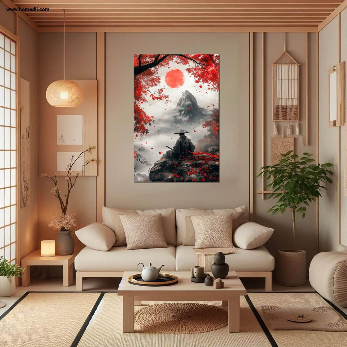 18x24 Inch Japanese Canvas Framed Wall Art (18"L x 24"W / Samurai20)