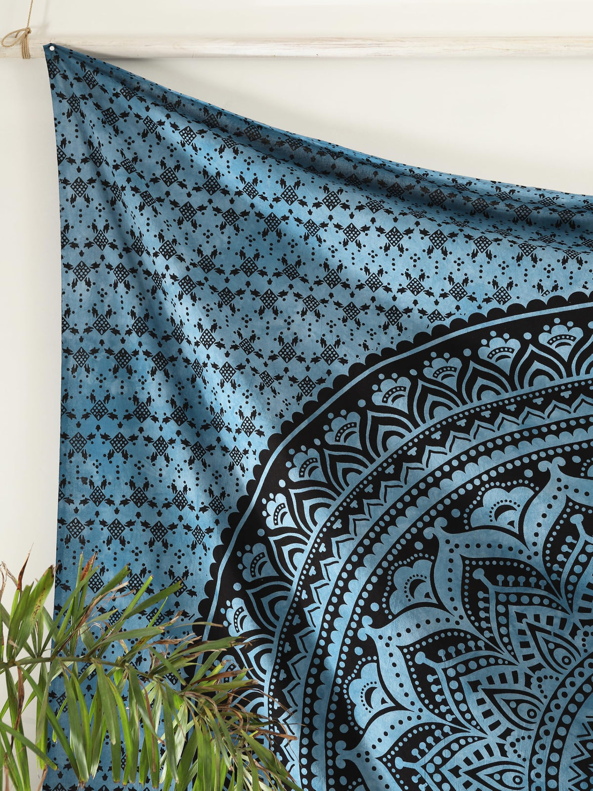 Queen Mandala Hippie Tie dye Psychedelic Ombre Tapestry Wall Hanging (88L" x 81W" / Blue)