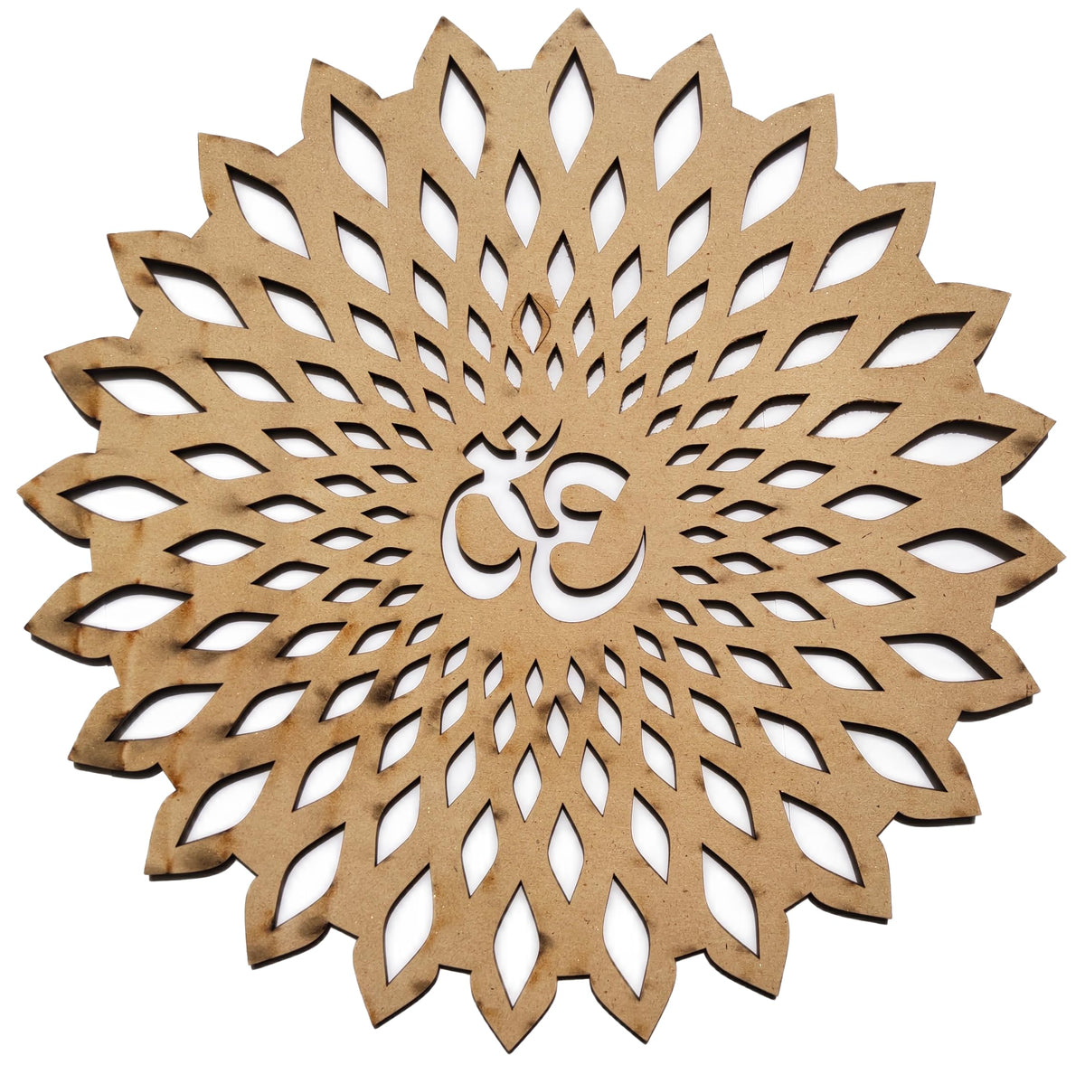 Red Om Round Decorative Wall Art Mdf Wooden Om Chakra For Temple (Marking OM-Red / 8"L x 8"W)