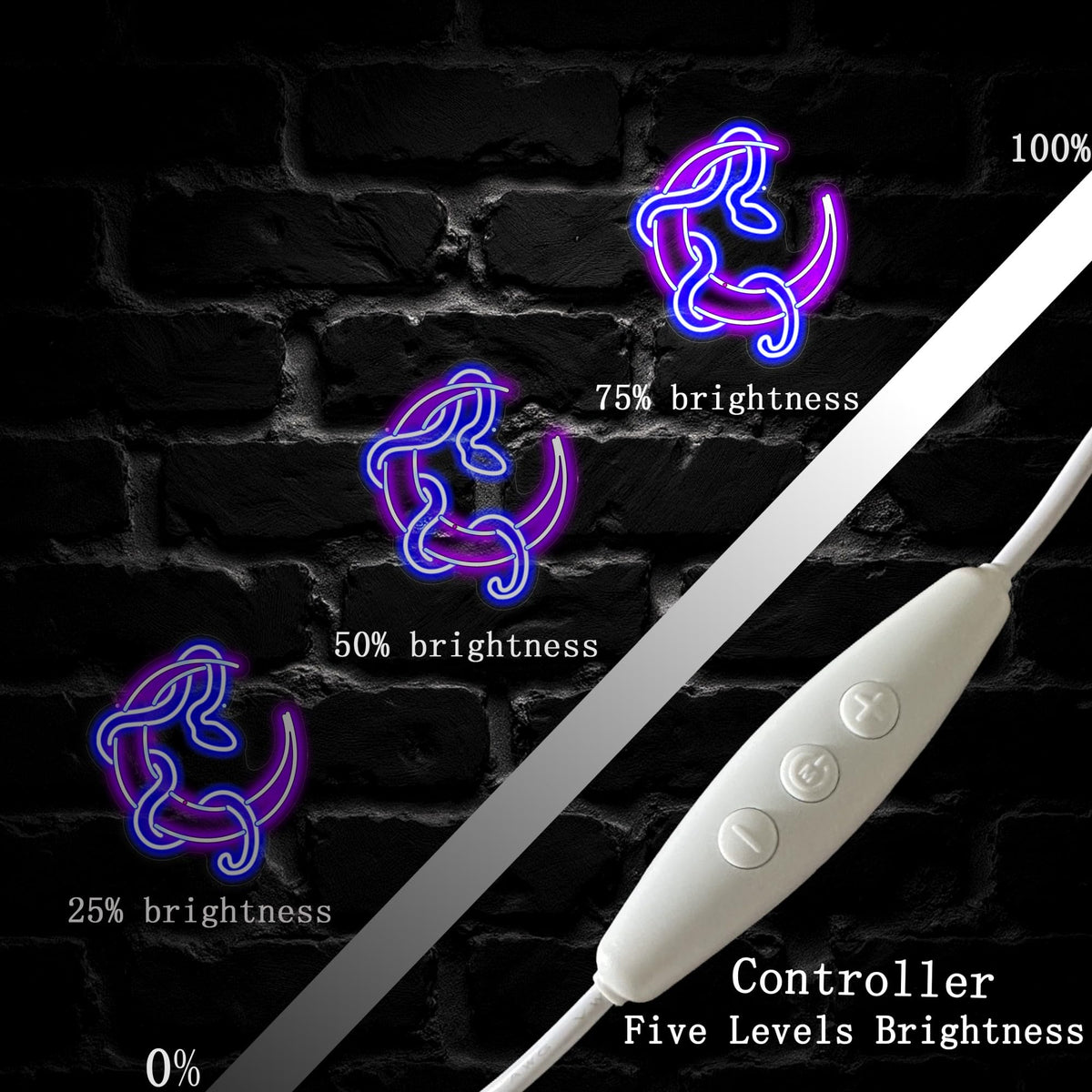 Snake On Moon Neon Sign Mystic Spiritual Space Wall Decor (Moon Snake-Purple)