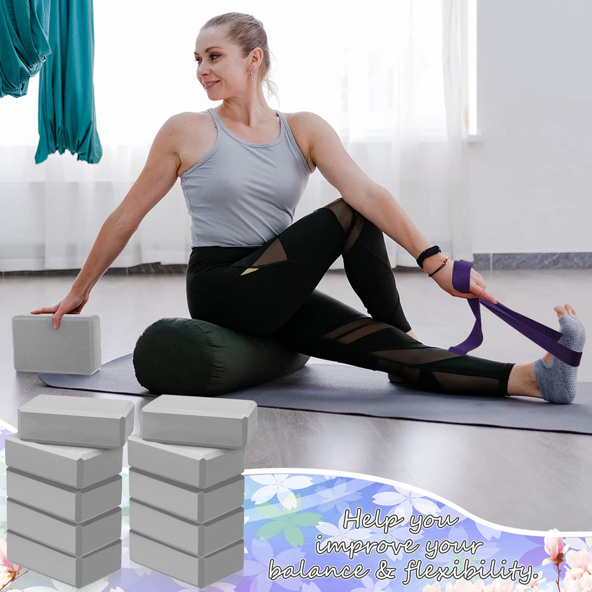 20 Pcs Yoga Blocks Bulk 9 x 6 x 3 Inch (Gray)