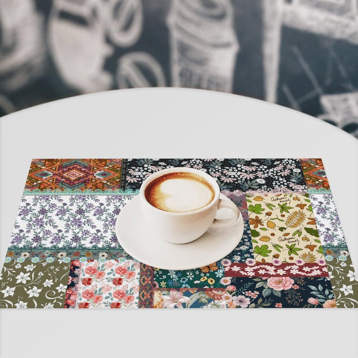 Boho Floral Placemat Set of 4 (Patchwork-8 / 4pcs)