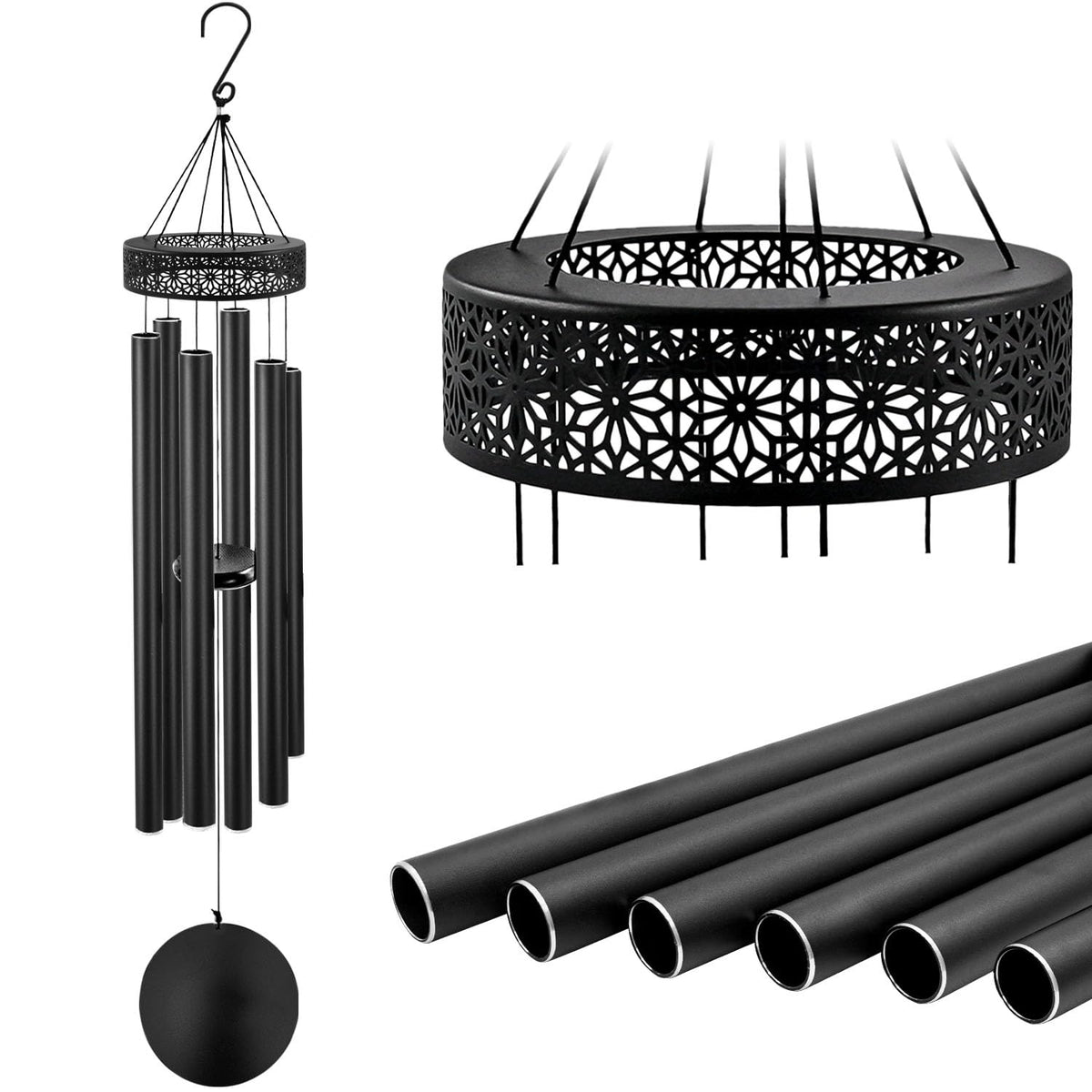 48'' Wind Chimes for Outside Deep Tone (48“-Black)