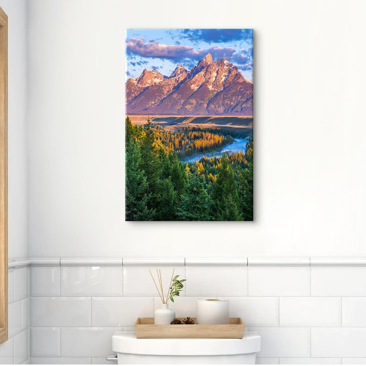 Grand Teton Wall Art National Park Posters Sunset Mountain Landscape Canvas Prints Nature Snake River Photo Pictures Oxbow Bend Forest Scenery Painting Artwork for Office Bedroom Decorations 16x24" (24"L x 16"W / Grand Teton)