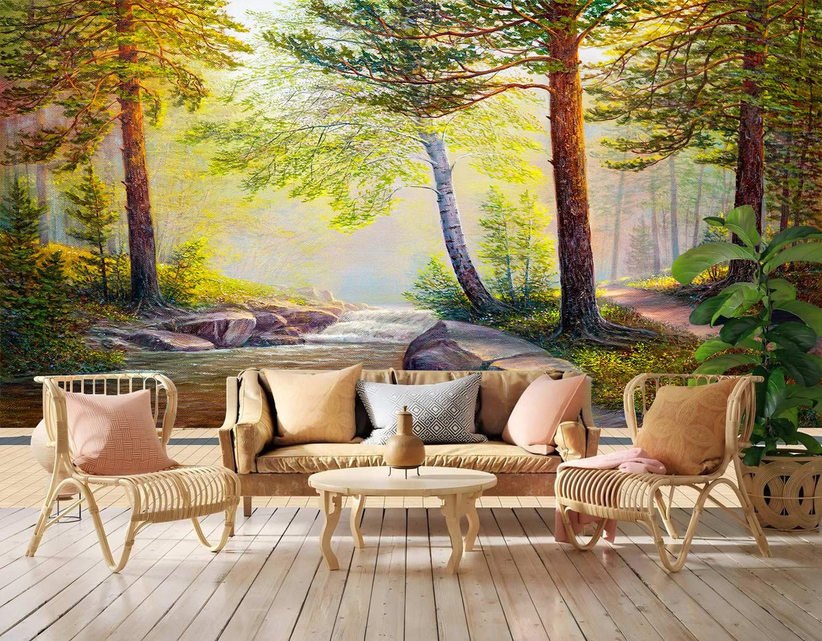 Peel Stick Wall Mural Wallpaper Forest 160"x108" Decor G03 (G03 / 160" x 108")