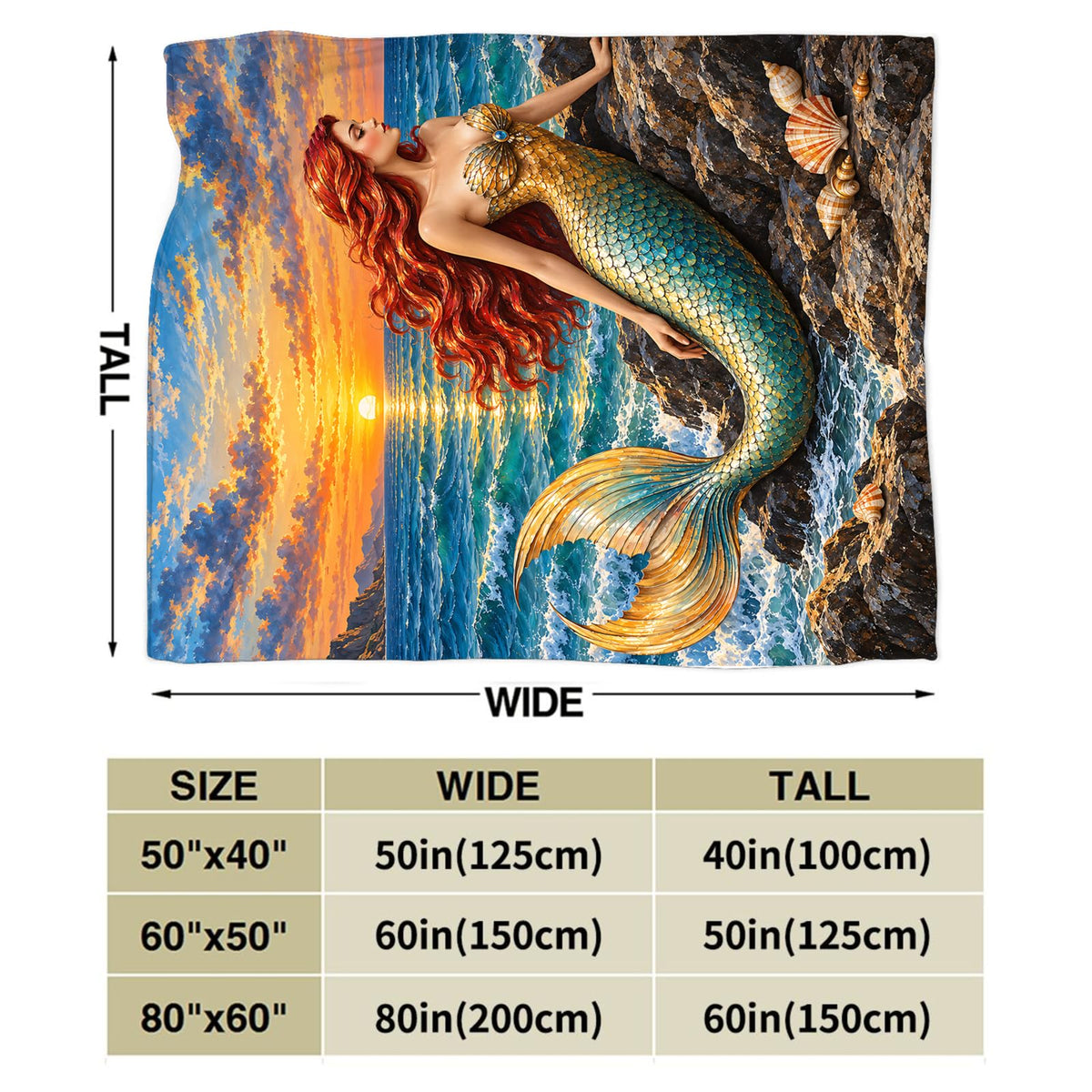 Mermaid Blanket (60"x80" / Mermaid-2)