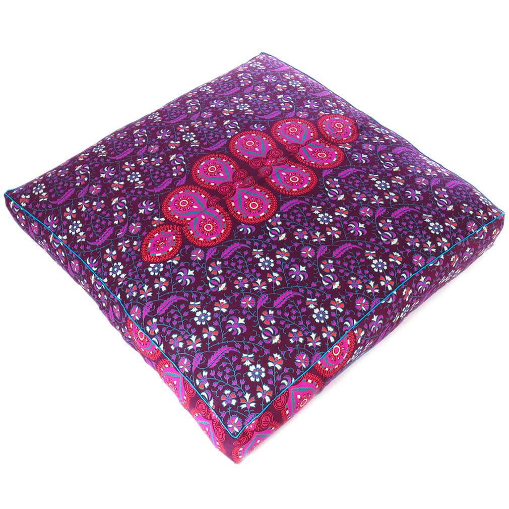 Mandala Floor Pillow Cover Meditation Cushion Seating Throw Hippie Round Colorful Decorative Bohemian Indian Pouf Ottoman Handmade Cover ONLY (35" x 35" (Pack of 1) / Purple 1)