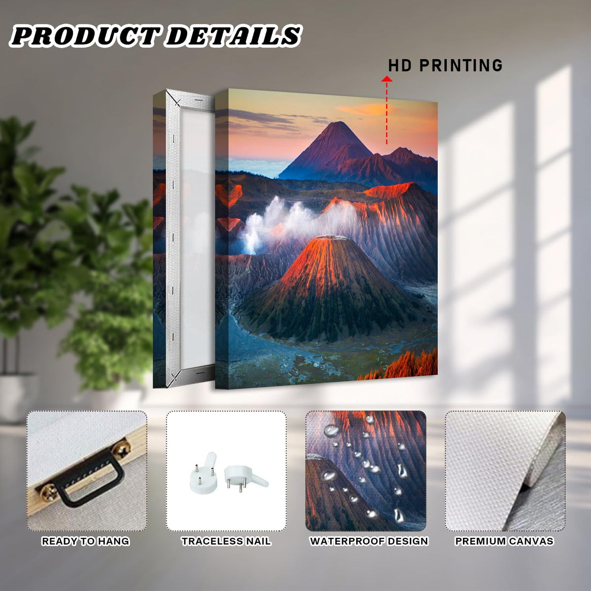 Nature Landscape Wall Art Hawaii Volcanoes National Park Pictures Volcano Mountain Painting Poster Neutral Natural Scenery Canvas Prints Travel Aesthetic Canvas Artwork for Home Decorations 16x24" (24"L x 16"W / Volcano)