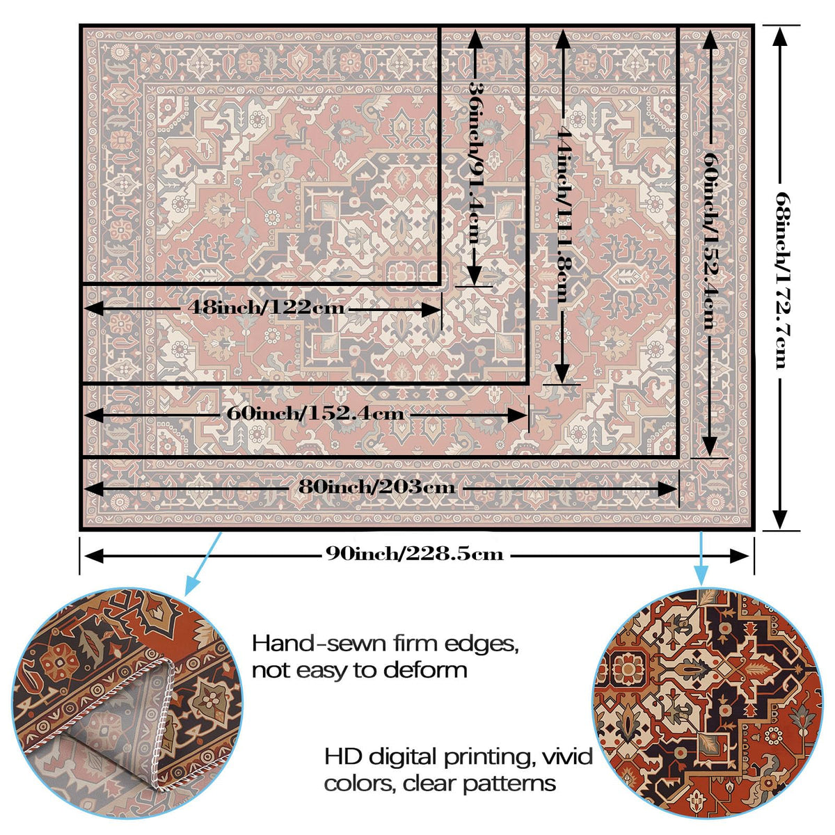 Boho Hippie Tapestry Wall Hanging Indian Bohemian Mandala Tapestry Aesthetic Vintage Floral Red Brown Small Tapestries for Mural Bedroom Living Room Dorm Decor 60 x 44 Inch (Red Brown / 60"L x 44"W)