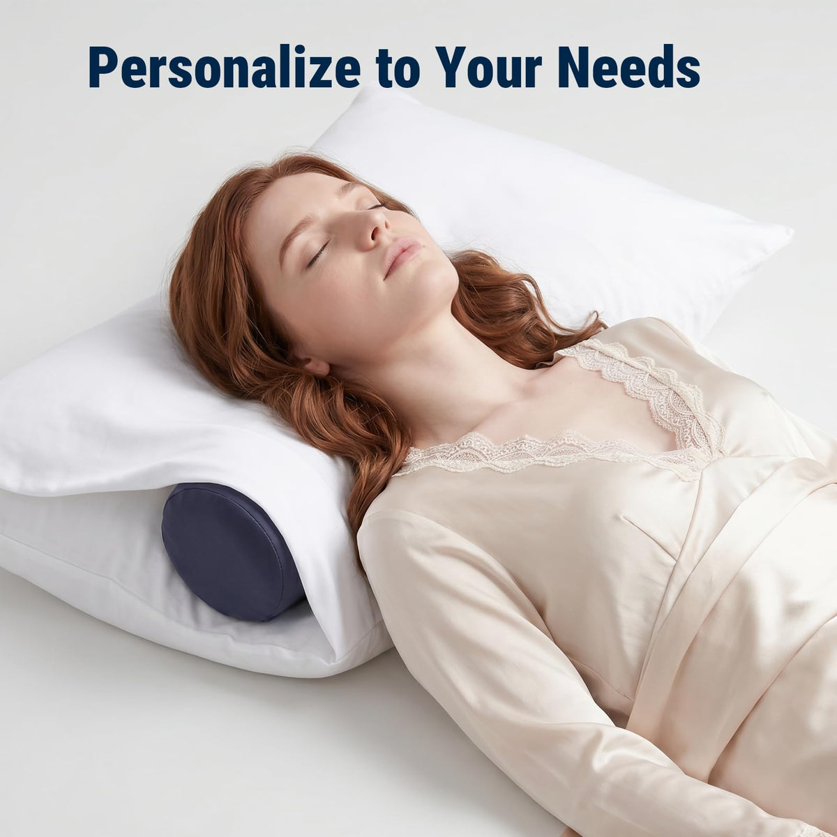 Neck Roll Pillow (Navy Blue / Medium - 5.0" H)