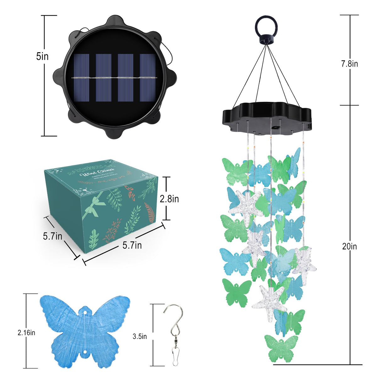 Solar Wind Chimes for Outside (Blue & Green1)