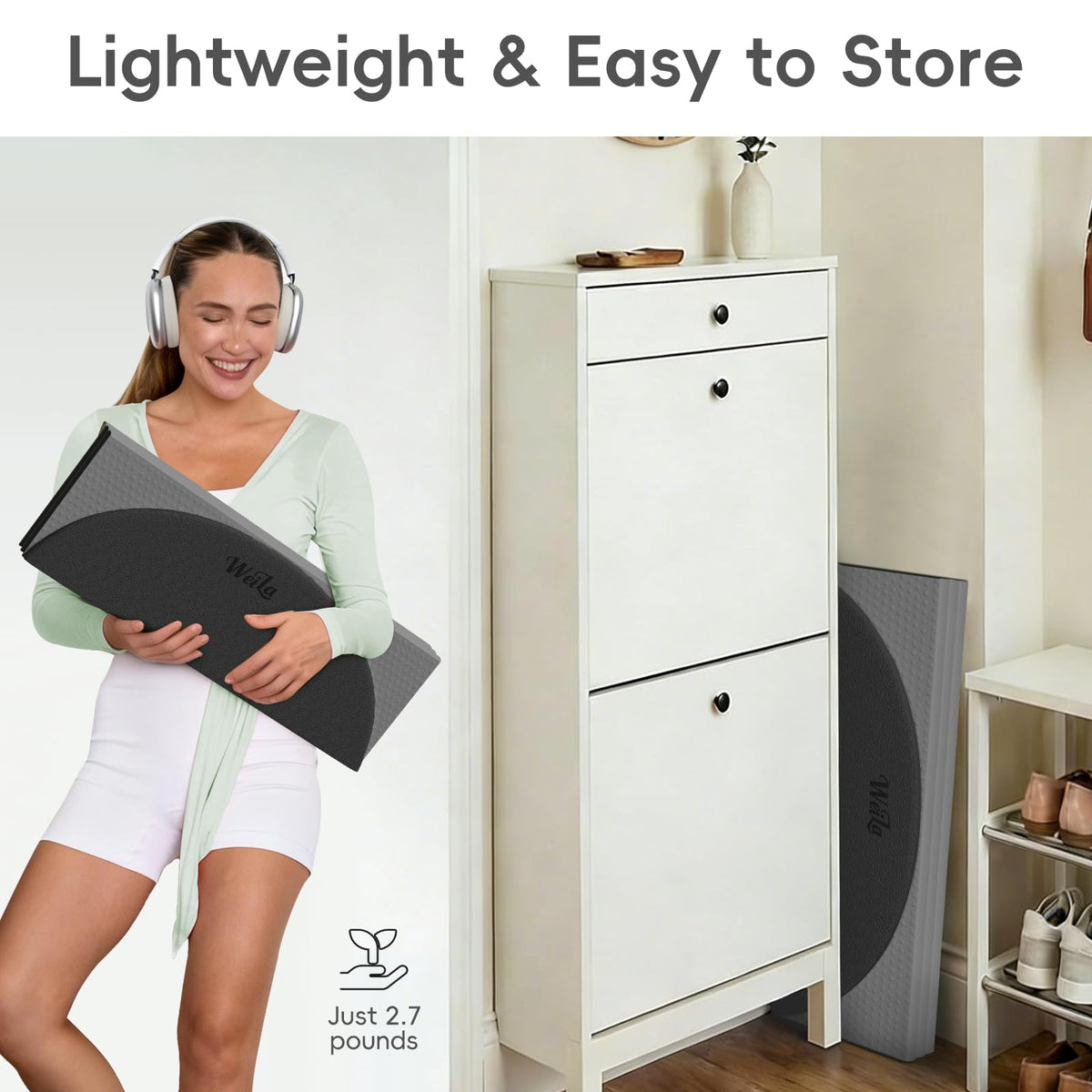 Foldable Yoga Mat (Black & Grey)