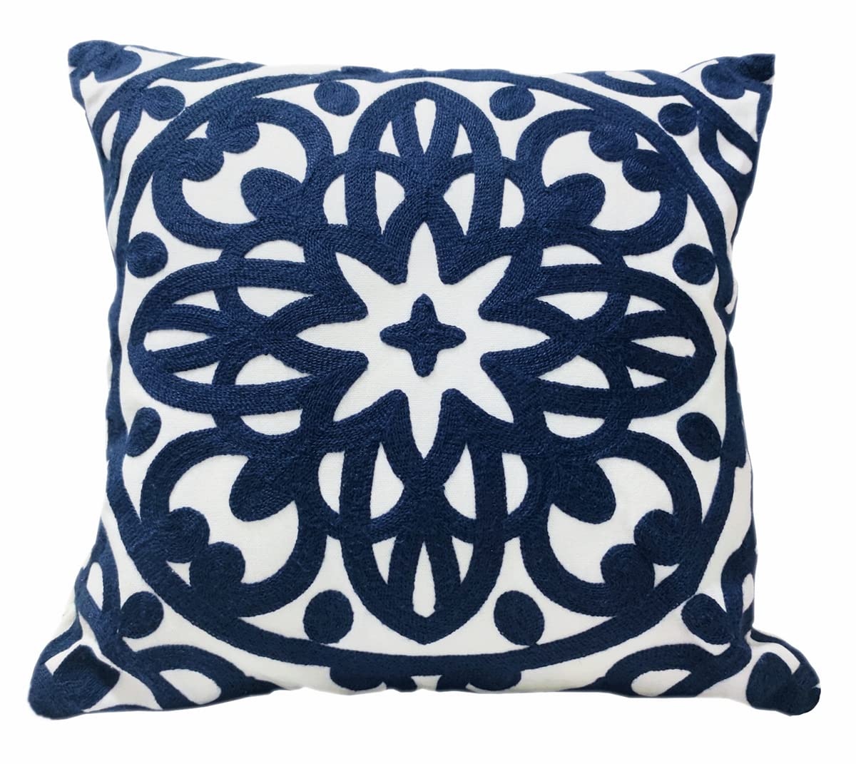 Embroidered Decorative Throw Pillow Cover 18"x 18" (Navy / 18" x 18" (Pack of 1))