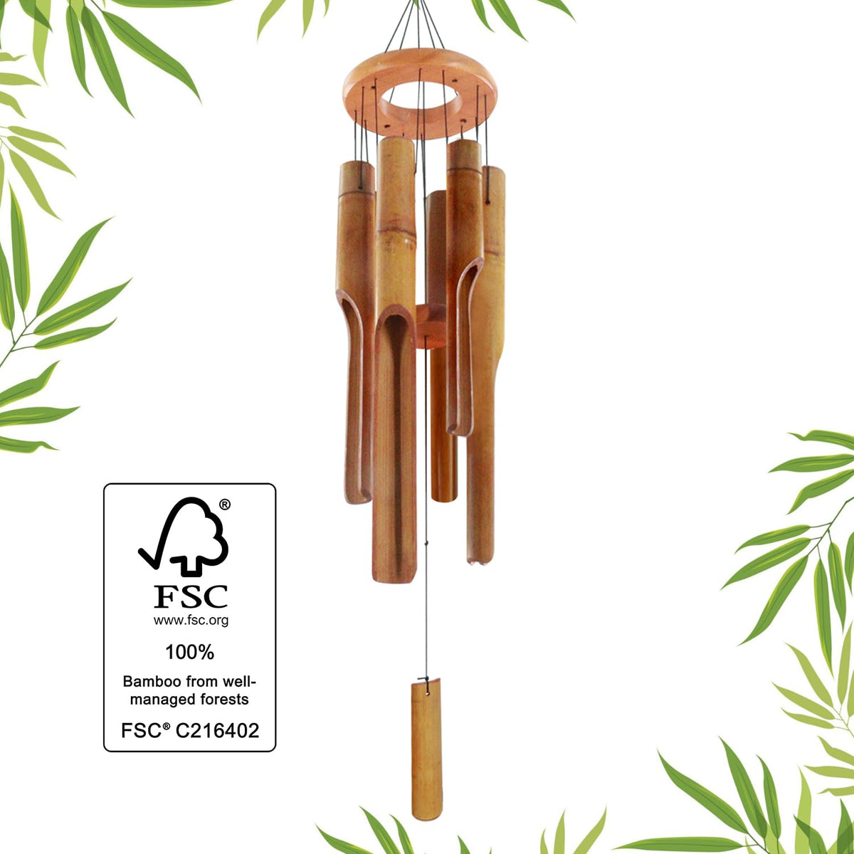 Bamboo Wind Chimes for Outside (Dark Brown)