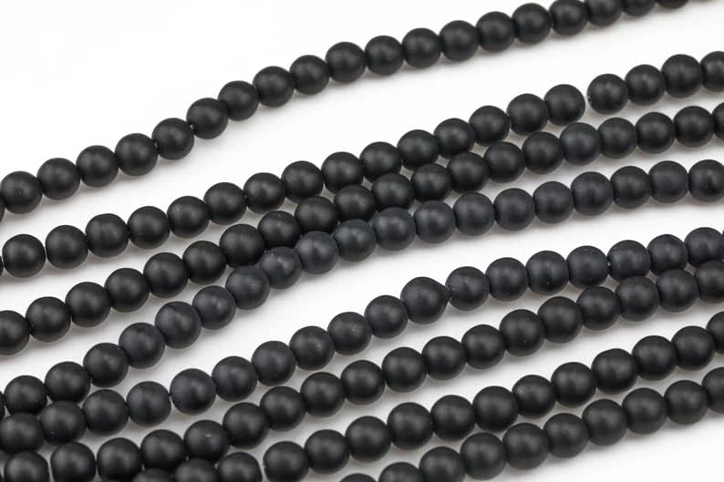 108 Pcs Matte Black Onyx Beads for Jewelry Making 8 MM Onyx Gemstones Loose Stone Beads (Matte Black Onyx / 8MM, 108pcs)