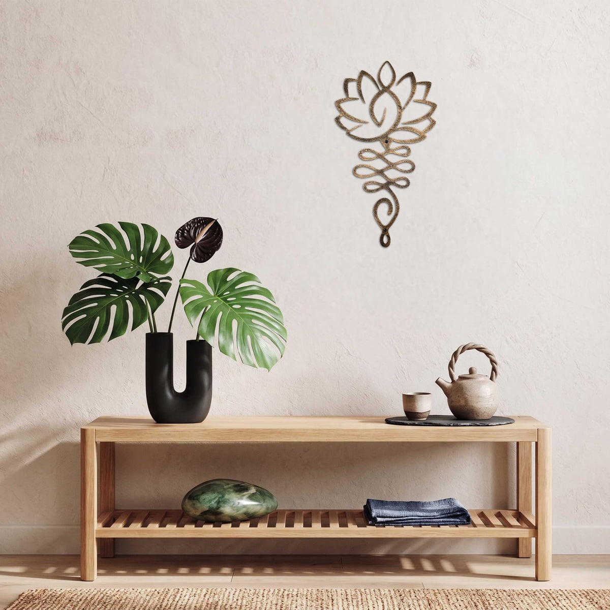 Lotus Flower Mandala Wall Decor (Golden with Black Spot)