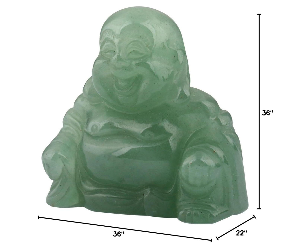 1.5 in Green Aventurine Happy Buddha Statue Crystal Figurine (#1-green)