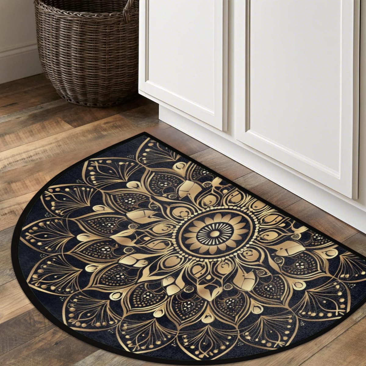 Mandala Ethnic Half Round Rug Half Moon Door Mat Half Circle Rugs (A:a-color 13)