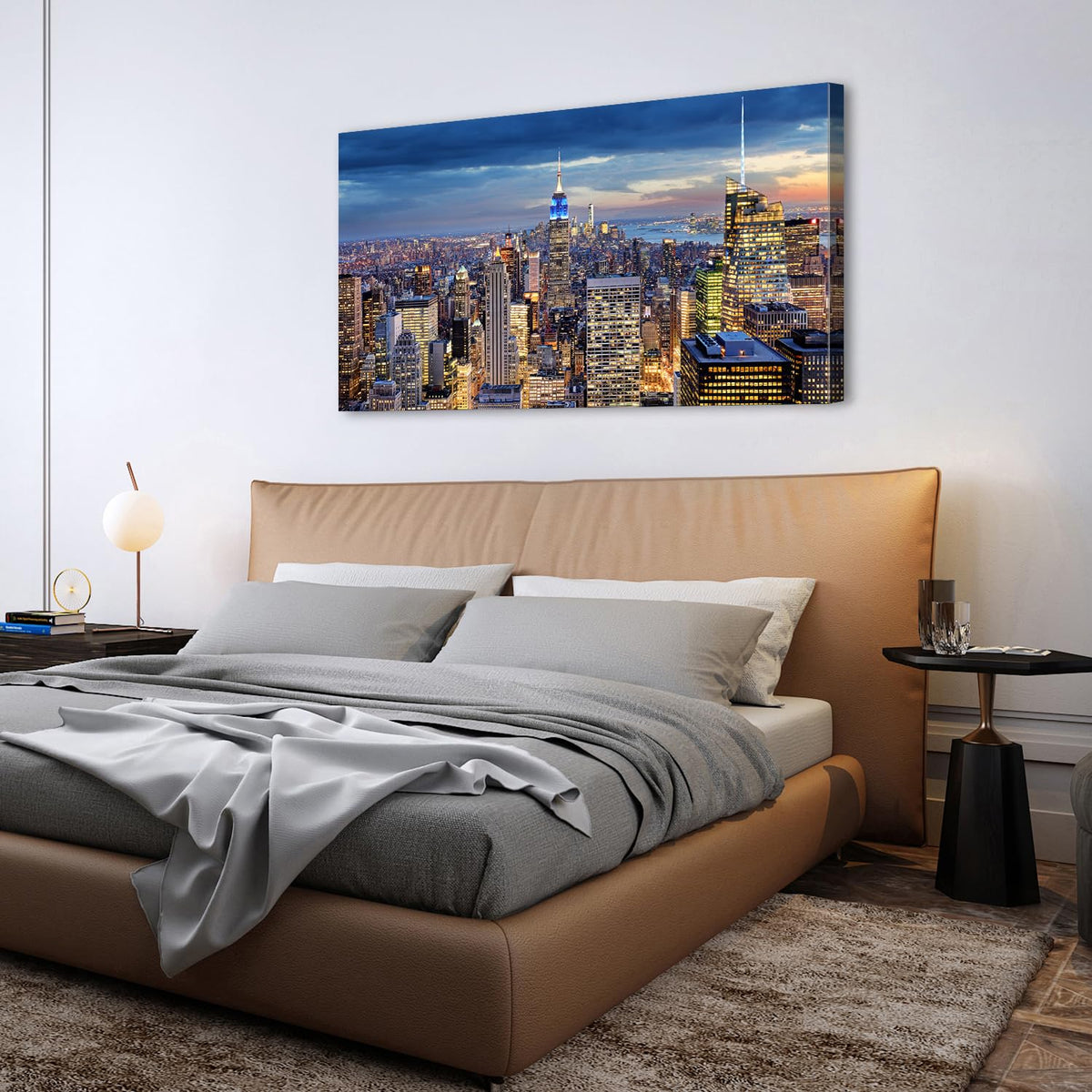 Extra Large New York City Wall Art NYC Skyline Office Wall Decor Sunset Manhattan Skyline Canvas Prints Modern Skyscraper Cityscape Pictures Artwork for Living Room Bedroom Home Decoration 30x60" (60"L x 30"W / NewYork)