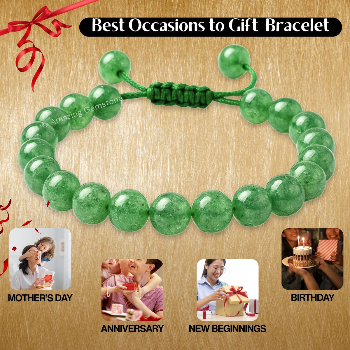 Green Strawberry Quartz Bracelet for Women Men's Gifts (Green Strawberry Quartz)