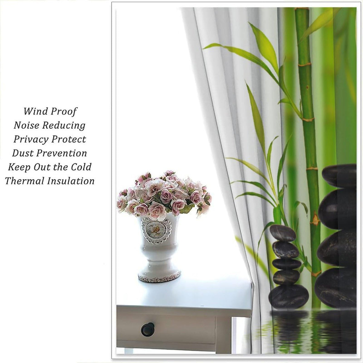 Japanese Bamboo Blackout Curtains (26"W x 96"L (Pack of 2) / Zen-13)