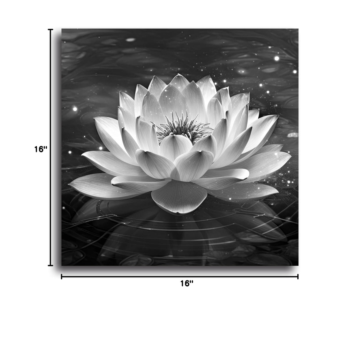 Black White Zen Canvas Wall Art Blossom Lotus Picture Water Lily Prints Spiritual Artwork for Bathroom Meditation Yoga Spa Room Decor (Picture-2 / 16"L x 16"W)
