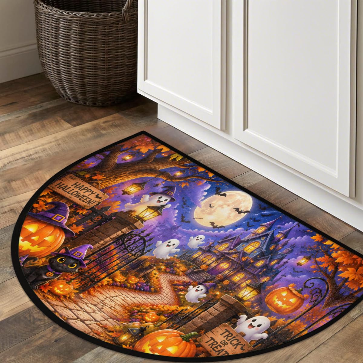 Halloween Half Round Door Mat Semi Circle Rug Half Moon Doormat (B:d-35)