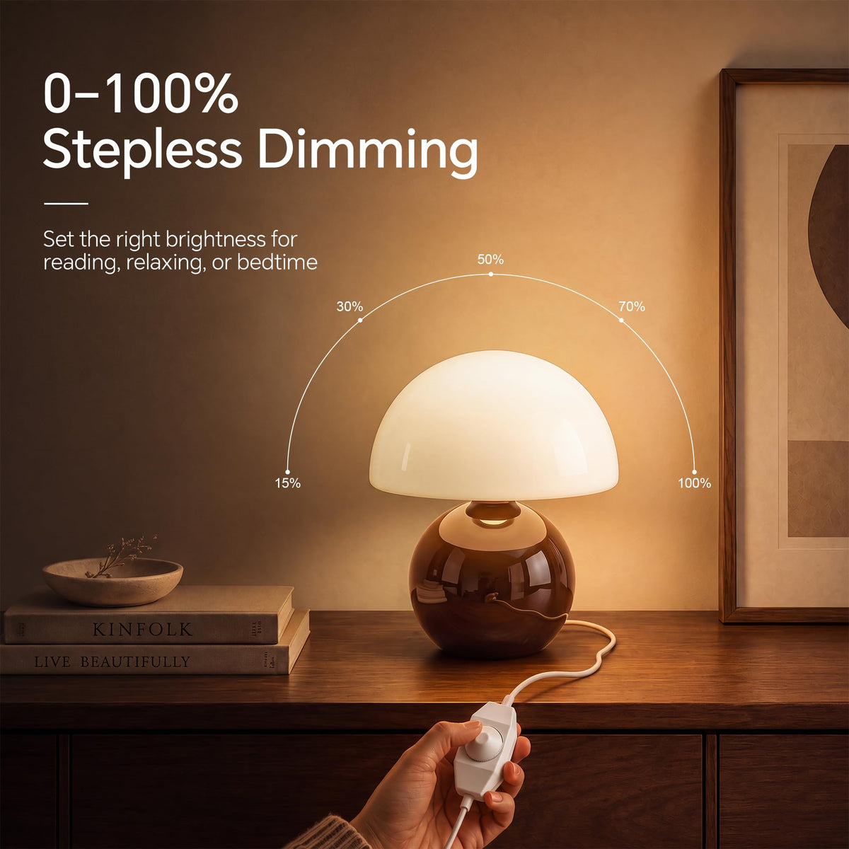 Mushroom Lamp Table Lamp for Bedroom (Coffee)
