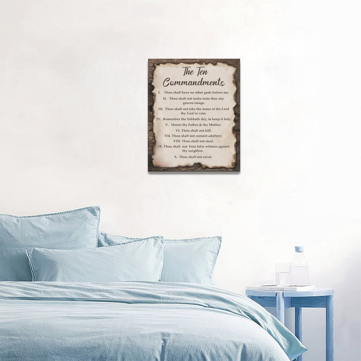 The Ten Commandments Decor Wall Art 10 Commandments Bible Verse Christian Religion Scripture Pictures Wall Decor Canvas Painting Prints Artwork Framed for Church Bedroom Bathroom Kitchen 16"x20" (10 Commandents 3 / 20"L x 16"W)