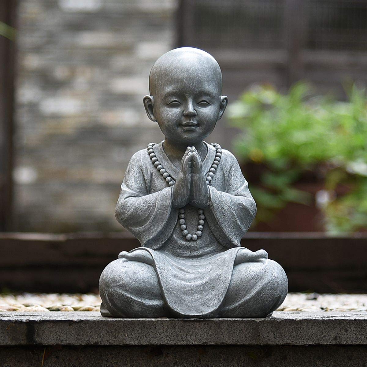 Meditating Baby Buddha Statue Figurine (Gray)